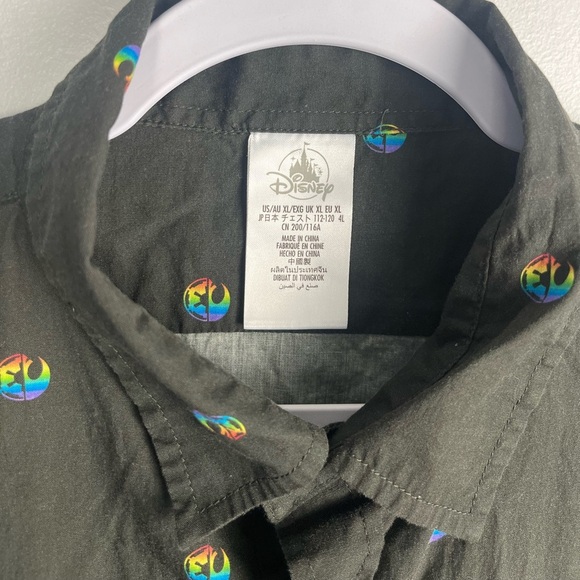 Disney Star Wars Pride Woven Camp Button Down Shirt Rainbow XL - Picture 3 of 6